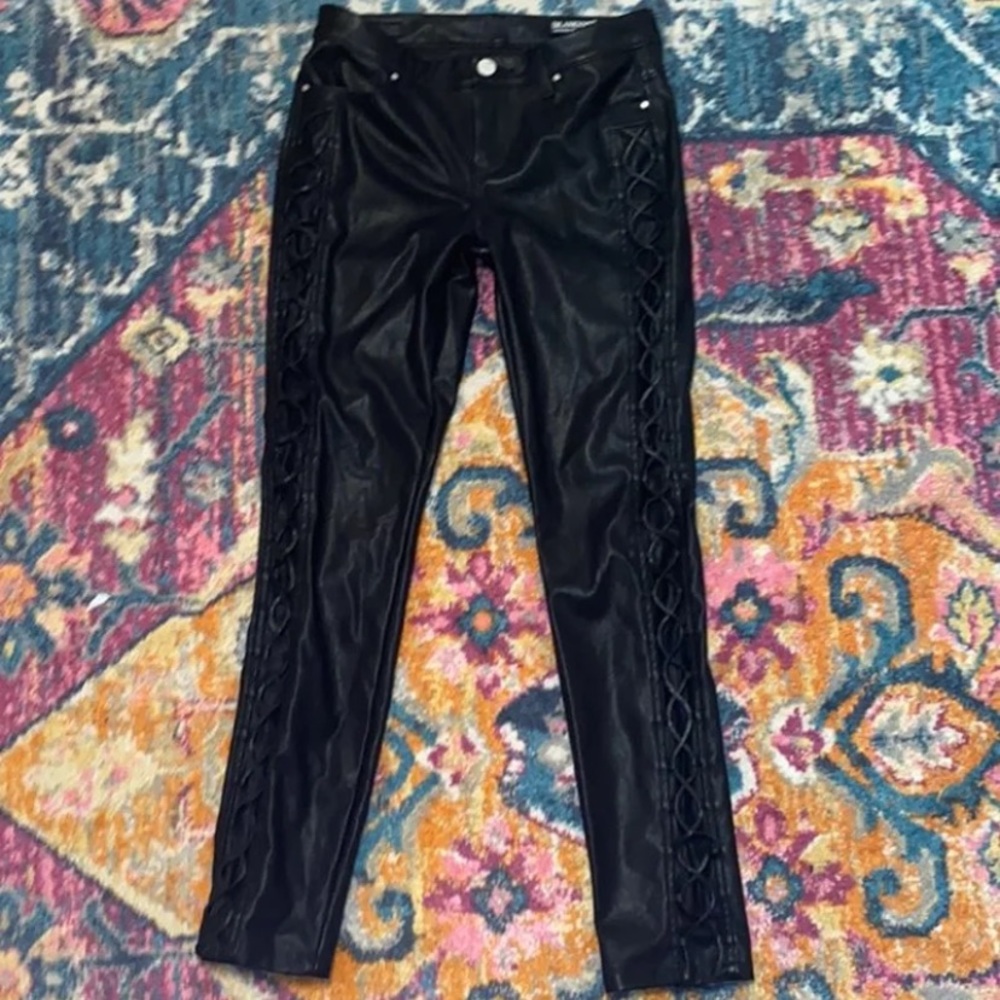 Leather Lace-Up Jeans